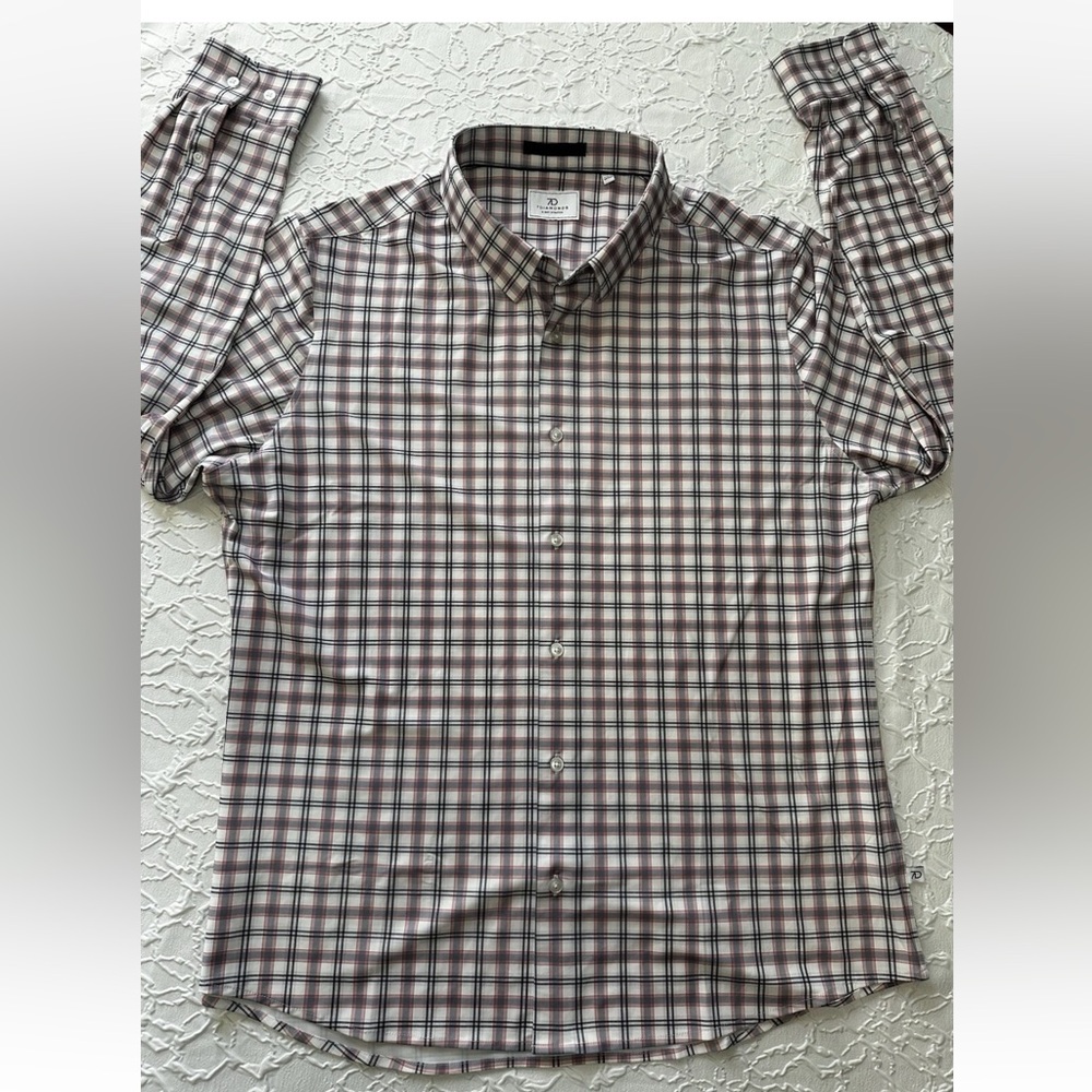 7 Diamonds Men’s Large 4 Way Stretch Multicolor Plaid Long Sleeve Shirt